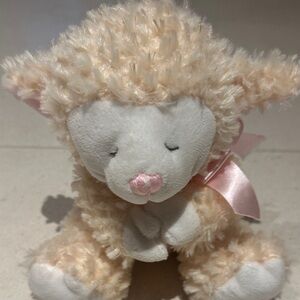 Adorable Cream and Pink Stuffed Lamb